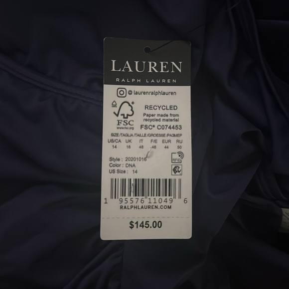 Lauren Ralph Lauren Ring Over The Shoulder Tummy Control One Piece Swimsuit NWT - Picture 5 of 6